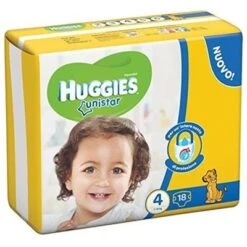 HUGGIES UNISTAR PANNOLINI 4° MISURA 18 PEZZI 7-18KG.