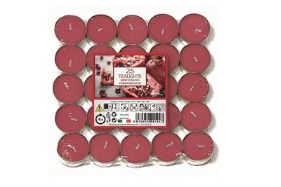 CANDELA TEALIGHTS 25 PEZZI MELOGRANO 1 CANDELA TEALIGHTS 25 PEZZI MELOGRANO
