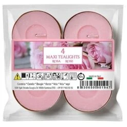 MAXI TEALIGHTS 4 PZ. PROFUMAZIONE ROSA D. 6 DURATA 10 ORE