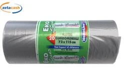 ROTOLO SACCHI SPAZZATURA 20 PEZZI 72 X 115 CM GRIGIO