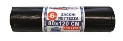 ROTOLO SACCHI PATTUMIERA 6 PZ NETTEZZA NERI 130 LITRI