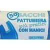 SACCHI PATTUMIERA 50 PZ BLU CON MANICI 20 LITRI