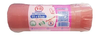 SACCHI PATTUMIERA 15 PZ ROSA PROFUMATI CON MANIGLIE 1 SACCHI PATTUMIERA 15 PZ ROSA PROFUMATI CON MANIGLIE
