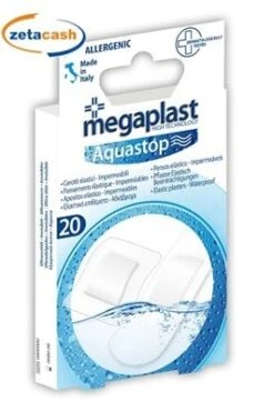 CEROTTI 20 PEZZI ELASTICI AQUASTOP MEGAPLAST IMPERMEABILI