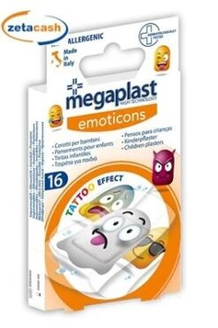 CEROTTI 16 PEZZI PER BAMBINI CON EMOTICONS MEGAPLAST