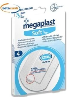 CEROTTI ADESIVI 4 PEZZI SOFT MEGAPLAST XXXL 10X15 CM