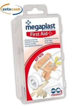 PRONTO SOCCORSO KIT SOS 8 PRODOTTI IN SCATOLA PLASTICA