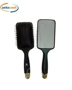 SPAZZOLA PER CAPELLI RETTANGOLARE CON SPECCHIO NERA 24CM