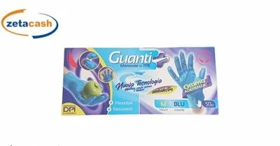 GUANTI MONOUSO IN TPE BLU TAGLIA M 50 PEZZI 1 GUANTI MONOUSO IN TPE BLU TAGLIA M 50 PEZZI