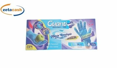 GUANTI MONOUSO IN TPE BLU TAGLIA L 50 PEZZI 1 GUANTI MONOUSO IN TPE BLU TAGLIA L 50 PEZZI
